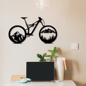 Wandbild aus Holz Mountainbike Fahrrad Holzschild zum Aufkleben Fahrradliebhaber Wandkunst Geburtstagsgeschenk Radler Fahrradsport Berge