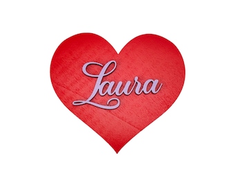 Valentine's Day Gift Personalized Wooden Heart Nameplate Lettering Wall Decor Engagement Love