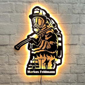 Personlig present till brandman, brandchef, brandkårsskylt, brandmansväggskylt, brandmansbokstäver, väggkonst