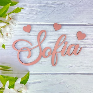 Wooden name plate Personalized lettering Baby room decoration Children Baby shower gift Door sign Name including wall mounting