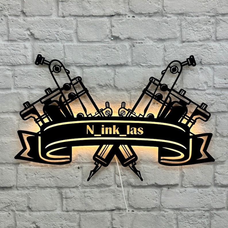 Personalized gift for tattoo artists, master tattooists, tattoo studios, wall decor, tattoo machines, salons, birthdays, anniversaries, and company logos. image 1