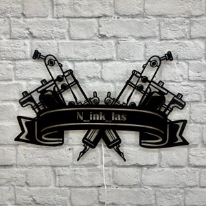 Personalized gift for tattoo artists, master tattooists, tattoo studios, wall decor, tattoo machines, salons, birthdays, anniversaries, and company logos. image 6