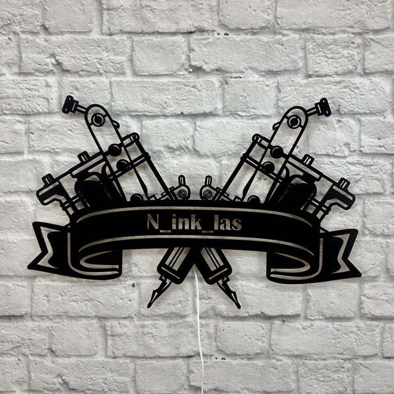 Personalized gift for tattoo artists, master tattooists, tattoo studios, wall decor, tattoo machines, salons, birthdays, anniversaries, and company logos. image 6