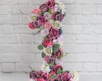 Número de flor Carta de flores Número de cumpleaños Número 18 Boda BabyShower Letras florales Fiesta de cumpleaños Sesión de fotos Sesión de fotos Decoración de letras de madera