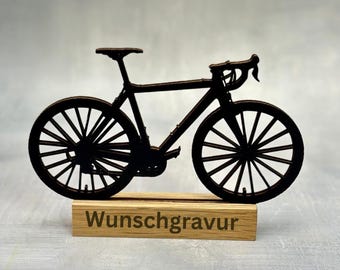 Personalized racing bike gift – wooden bicycle figure with engraving – gift idea for cyclists – racing bike decoration with name