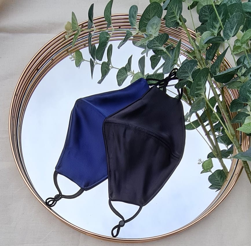 Silk satin face mask. Double layer face mask. Reversible silk mask. Reusable silk mask.