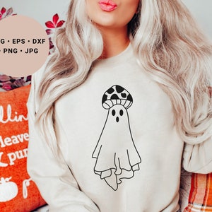 Magic Mushroom Svg, Ghost Svg, Spooky Season Svg, Mystical Ghost Svg, Minimalist Ghost Svg, Scary Svg, Retro Halloween Svg, Cute Ghost Svg