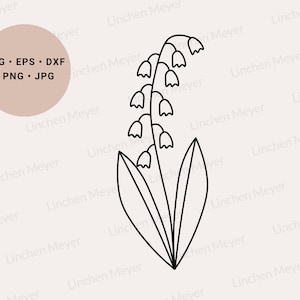 Lily of the Valley Svg, Birth Flower Svg, Wildflower, Botanical Svg, Lily Flower Svg, Birth Month Svg, Lily of the Valley Tattoo Design, Png