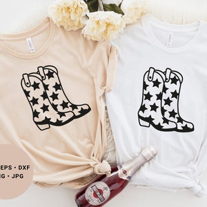Cowgirl Boots Svg, Cowboy Boots Svg, Stars Svg, Cowgirl Bachelorette Svg, Western Svg-fil, Countrymusik Svg, Lets Go Girls Svg, Rodeo Svg bild 2