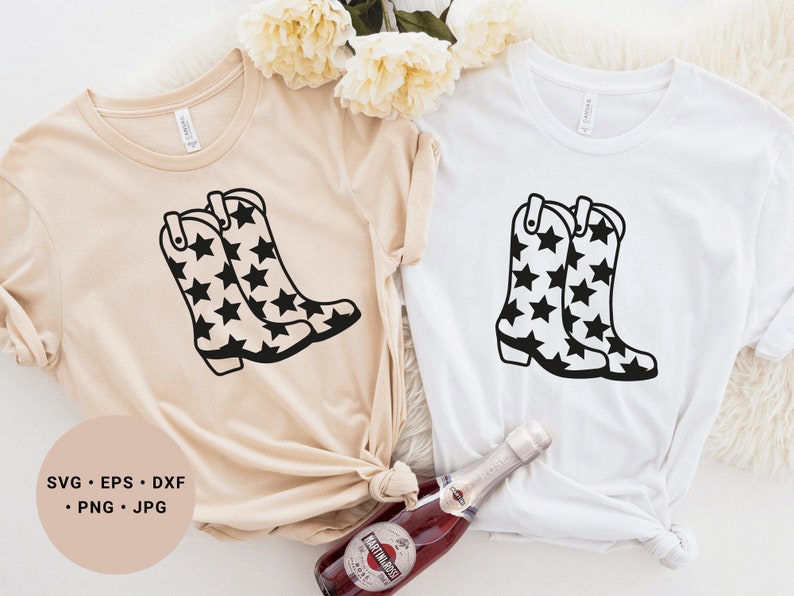 Cowgirl Boots Svg, Cowboy Boots Svg, Stars Svg, Cowgirl Bachelorette Svg, Western Svg-fil, Countrymusik Svg, Lets Go Girls Svg, Rodeo Svg bild 2