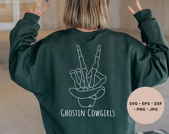 Cowboy Skeleton Svg, Cowgirl Skeleton, Western Halloween Svg, Cowboy Hat Svg, Skeleton Svg, Spooky Season Svg, Ghostin Cowgirl Svg, Cricut