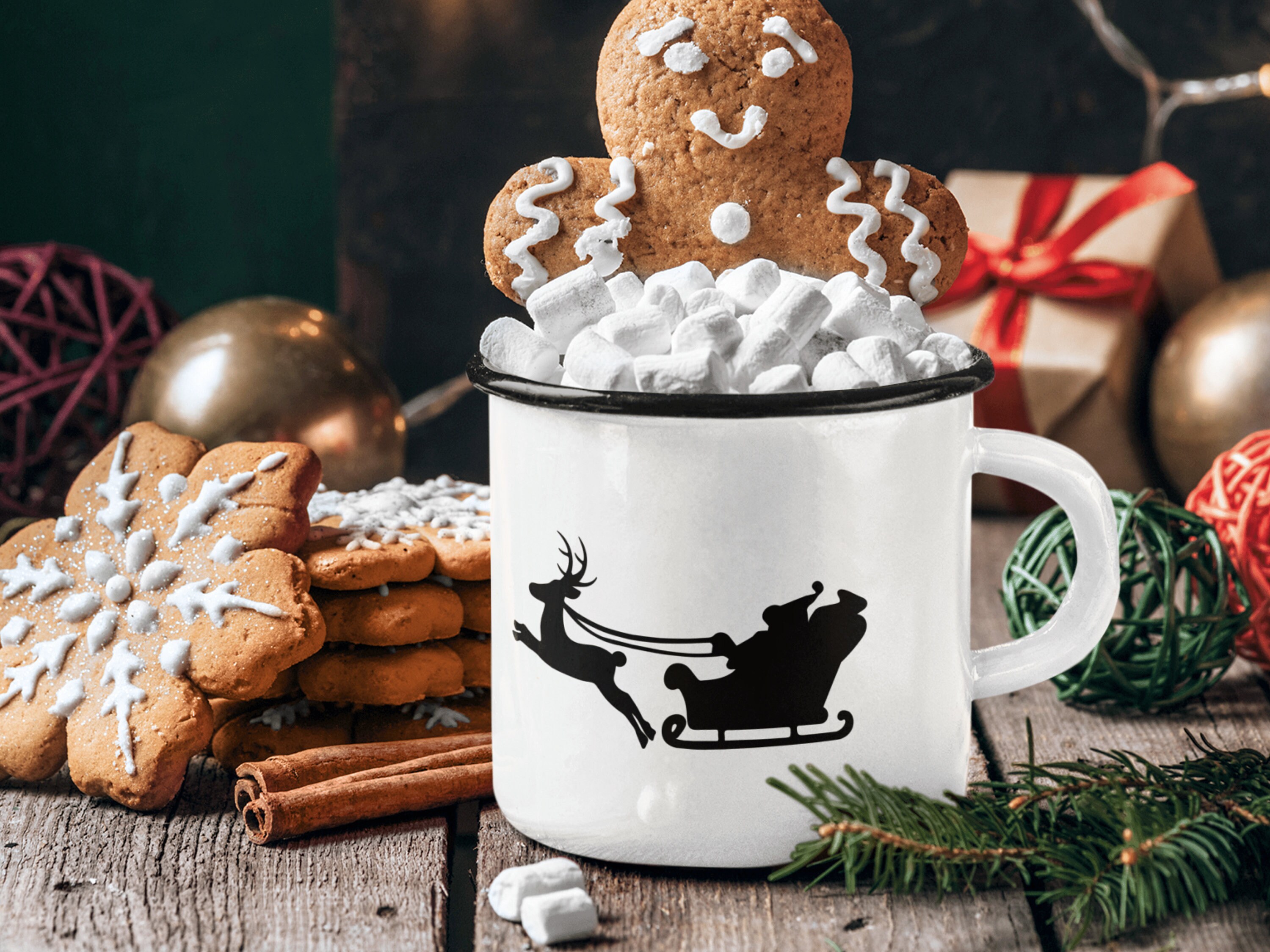 Christmas Night Svg Santa Sleigh Svg Reindeer Silhouette | Etsy