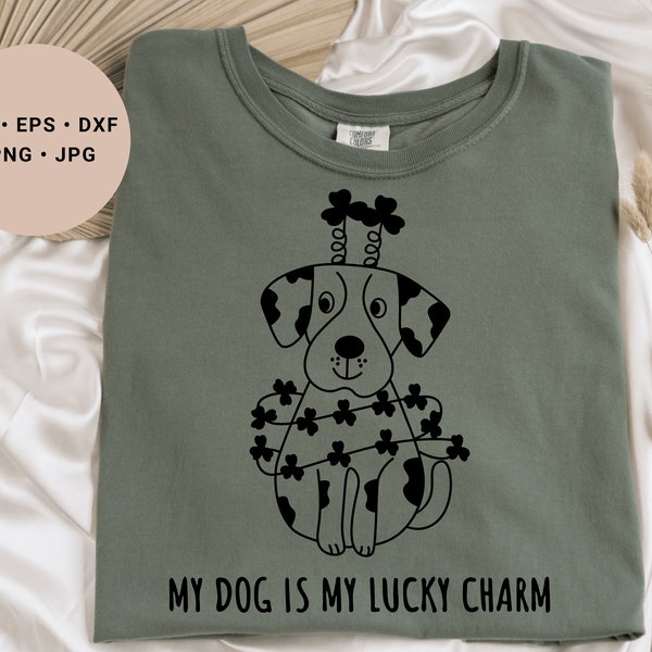 My Dog is my Lucky Charm Svg, St Patricks Day Svg, Clover Svg, Shamrock Svg, My Lucky Charms Svg, Irish Svg, Irish Dog Svg, Funny Dog Svg,