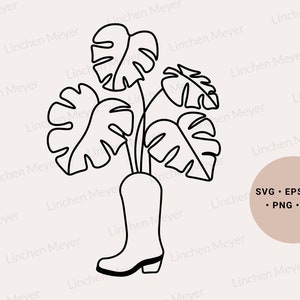 Monstera Svg, Monstera Leaf Svg, Botanical Svg, Minimalist Monstera, Line Art, Plant Lover Svg, Monstera Deliciosa, Plant Mom Svg, Cricut
