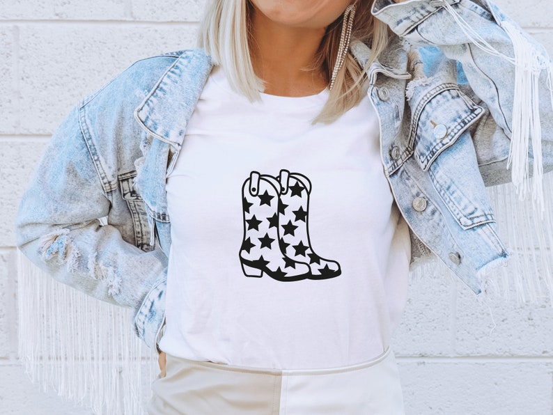 Cowgirl Boots Svg, Cowboy Boots Svg, Stars Svg, Cowgirl Bachelorette Svg, Western Svg-fil, Countrymusik Svg, Lets Go Girls Svg, Rodeo Svg bild 4