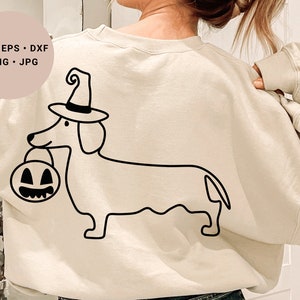 Halloween Dog Svg, Dachshund Svg, Pumpkin Svg, Witch Hat Svg, Halloween Dog Shirt Svg, Dachshund Mom Svg, Spooky Season Svg, Cute Dachshund