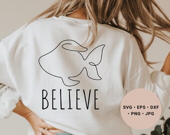 Believe Goldfish Svg File, Keychain Svg File, Goldfish svg, believe svg, Line Art Svg, Positive Quotes Svg, Funny saying svg file, cricut,