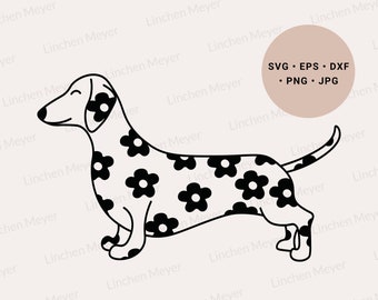 Dachshund Svg, Floral Dachshund Svg, Dachshund Art, Dachshund Gift, Dachshund Lover, Wiener Dog Svg, Dachshund Png, Flower Dog Svg, Cricut