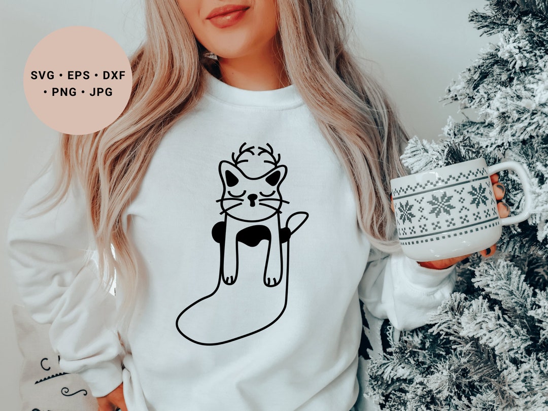 Christmas Cat Svg, Meowy Christmas Svg, Cat Lover Gift, Black Cat Svg ...