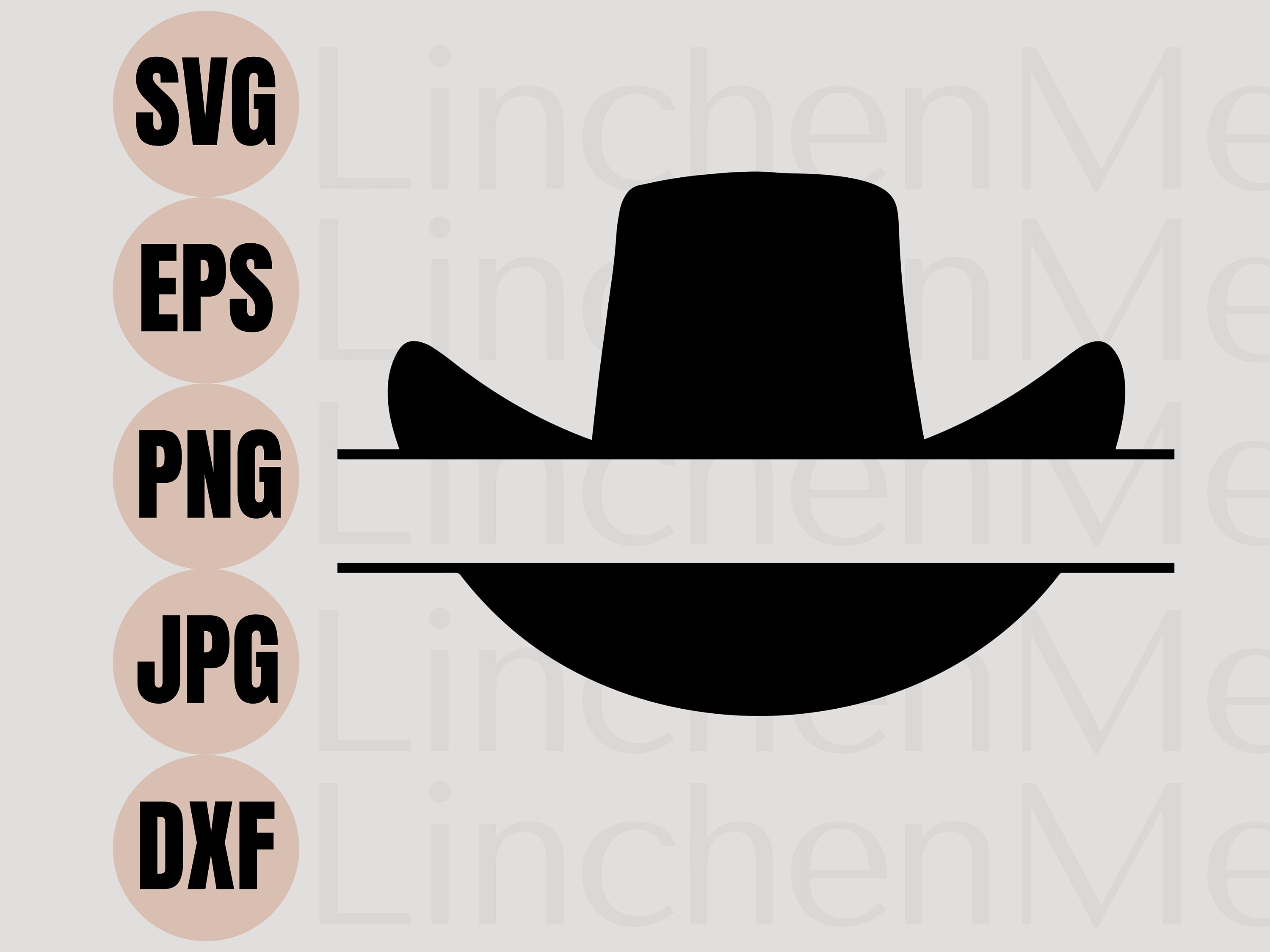 Split Cowboy Hat Monogram Svg Western Svg Cowboy Svg - Etsy