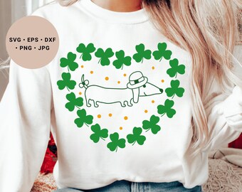 Dachshund Svg, St Patricks Day Svg, Lucky Dachshund Svg, St Patricks Day Dachshund, Irish Dachshund Svg, Shamrock Svg, Wiener Dog Svg, Png