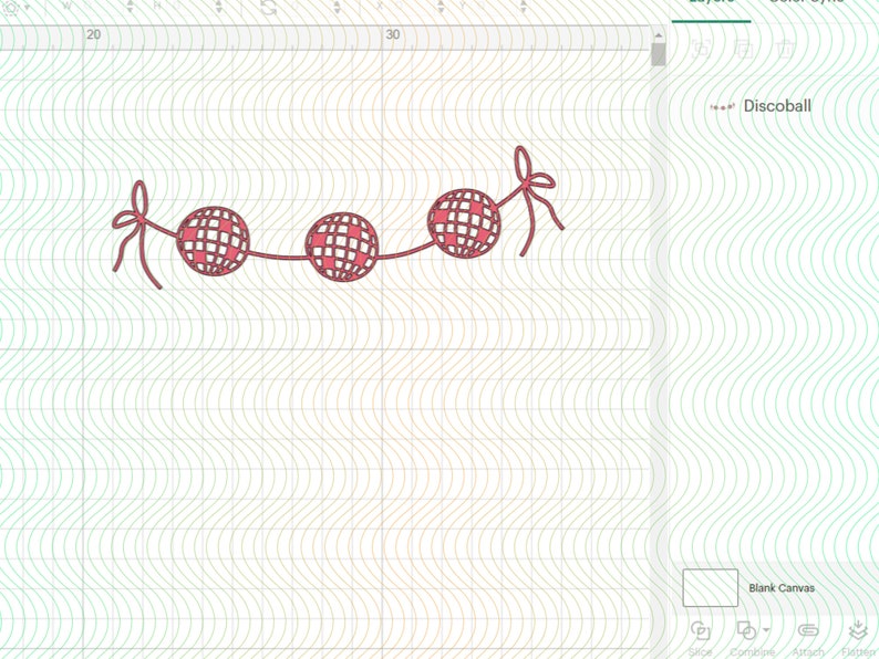 May include: A string of three red and white disco balls with red bows on each end.