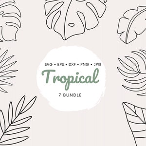 Monstera Leaf Svg, Palm Tree Svg, Banana Leaf Svg, Tropical Leaf Svg Bundle, Tropical Wedding, Line Art Svg, Tropical Party Svg, Cricut Svg