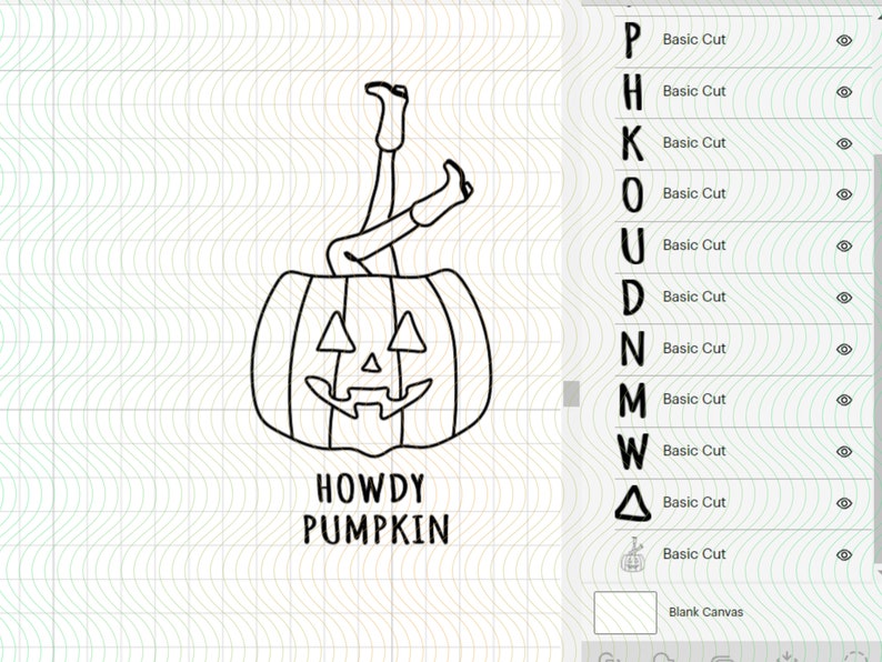 May include: Black and white line art illustration of a pumpkin with a person's legs sticking out of the top. The text "HOWDY PUMPKIN" is below the pumpkin.