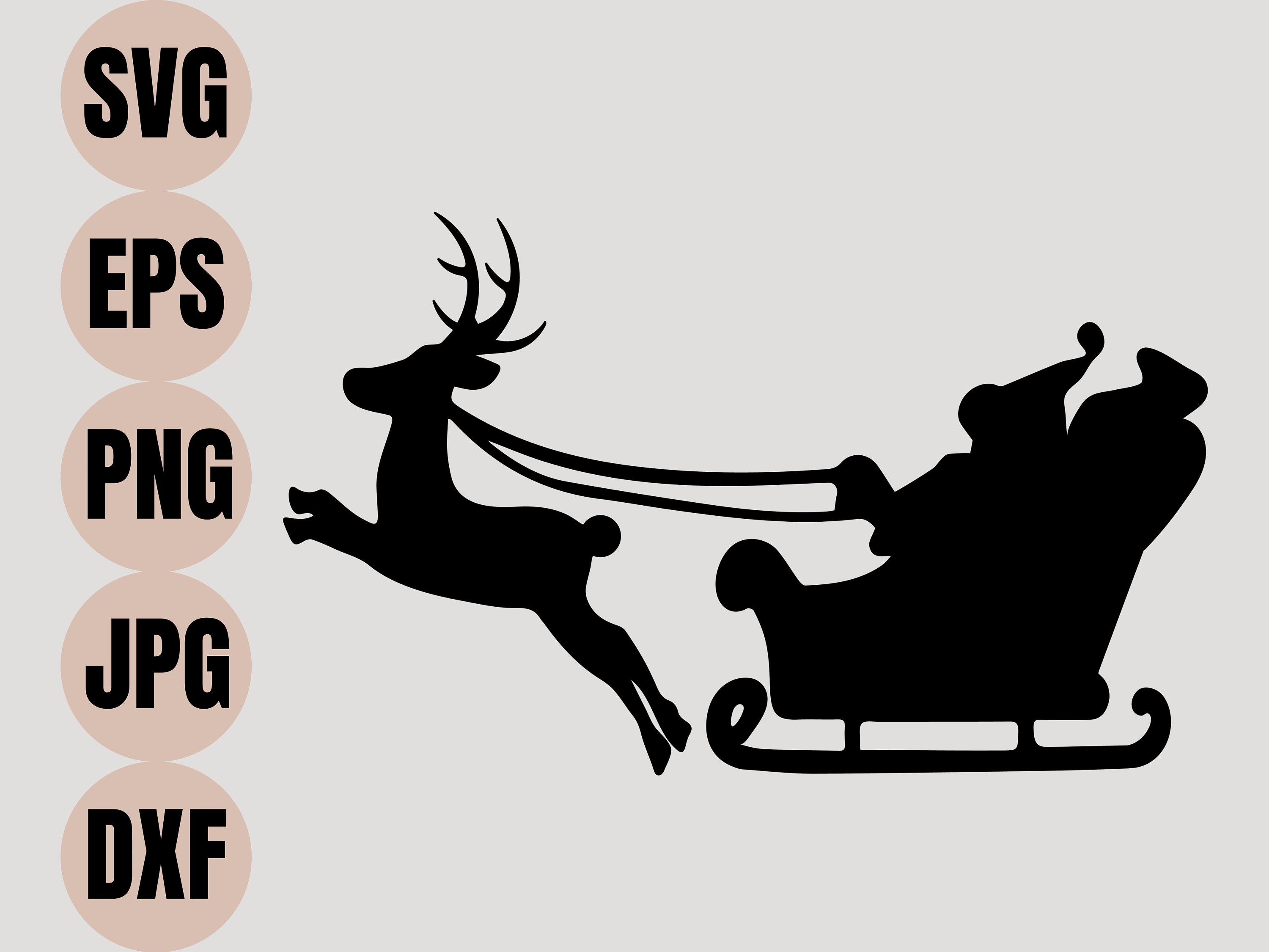 Christmas Night Svg Santa Sleigh Svg Reindeer Silhouette | Etsy
