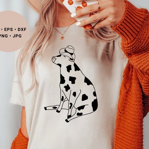 Cowboy Cow Svg, Cute Cow Svg, Western Svg, Cowboys Svg, Cowboy Hat Svg, Cow Pattern Svg, Farm Animal Svg, Southern Svg, Rodeo Svg, Cricut