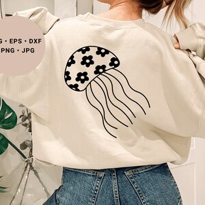 Jellyfish Svg, Floral Jellyfish Svg, Daisy Svg, Ocean Svg, Sea Animals Svg, Beach Svg, Summer Svg, Flower Jellyfish Svg, Jellyfish Art, Png