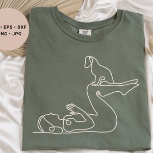 Yoga avec chien Svg, Dog Lover Svg, Yoga Svg, Gymnastic Svg, Spiritual Svg, Cadeau pour amateur de yoga, Yoga Pose Svg, Yoga Line Art, Femme Chemise Svg