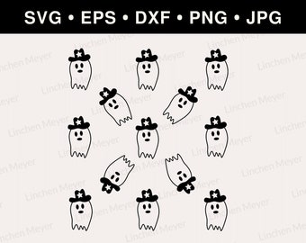 Cowboy Ghost Svg, Western Ghost Svg, Western Halloween Svg, Country Halloween Svg, Cute Ghost Svg, Ghost Pattern Svg, Cowboy Hat Svg, Cricut