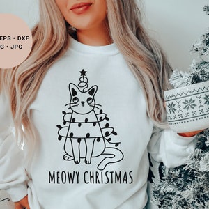 Meowy Christmas, Christmas Cat Svg, Meowy Christmas Svg, Cat Ornament Svg, Christmas Cat Png, Christmas Lights Svg, Catmas Svg, Cat Gift,