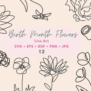 Geboortemaand Bloem Svg Bundel, Wilde bloem Svg, Handgetekende bloem, Bloem Tattoo Design, Poppy Svg, Rose Svg, Narcis Svg, Botanische, Hulst