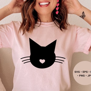 Kat Hart Svg, Zwarte Kat Svg, Kat Valentine Svg, Kattenkop Svg, Kattenliefhebber Svg, Kat Hart Neus Svg, Kattenhemd Svg, Kattenornament Svg, Kattenmoeder