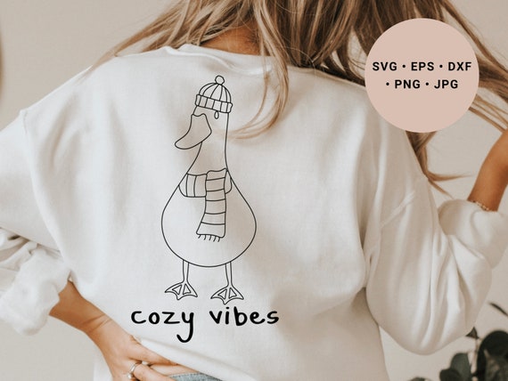 Duck Svg, Cute Duck Svg, Cozy Vibes Svg, Western Svg, Farm Animal Svg, Duck Clipart, Duck Line Art, Sweater Weather Svg, Rubber Duck Svg,png