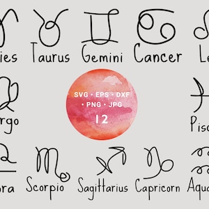 Zodiaque Svg Bundle, Constellations Signes, Scorpion Svg, Sagittaire Svg, Astrologie Svg, Vierge Svg, Signe du zodiaque Svg, Verseau Svg, Astrologie