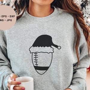 Christmas Football Svg, Football Svg, Santa Hat Svg, Football Brother Svg, Cheer Sister Svg, Football Season Svg, Football Christmas Gift