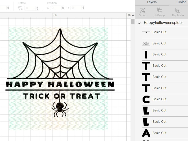 K&ouml;nnte beinhalten: Schwarz-wei&szlig;es Grafikdesign eines Spinnennetzes mit dem Text "HAPPY HALLOWEEN TRICK OR TREAT" darunter. Eine schwarze Spinne h&auml;ngt am unteren Ende des Netzes.
