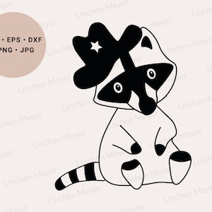 Raccoon Svg, Woodland Animal Svg, Western Nursery Svg, Cowboy Raccoon Svg, Cowboy Hat Svg, Raccoon Gift, Trash Panda Svg, Raccoon Shirt Svg