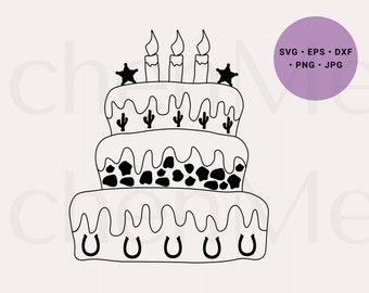 Western Birthday Svg, Birthday Party Svg, Cowboy Birthday Cake Svg, Rodeo Birthday Party Svg, Country Birthday Svg, Cactus Svg,Horseshoe Svg