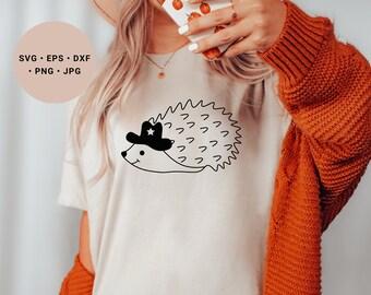 Hedgehog Svg, Cowboy Hat Svg, Woodland Animal Svg, Hedgehog Vector, Cute Hedgehog Svg, Forest Svg, Thanksgiving Svg, Fall Animal Svg, Cricut