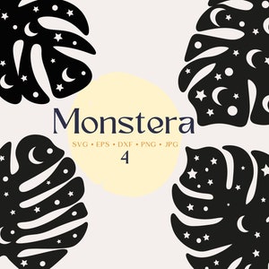 Monstera Leaf Svg, Monstera Svg, Mystieke Svg, Hemelse Monstera Leaf Svg, Tropical Leaf Svg, Monstera Deliciosa, Monstera Cutting Svg, Png
