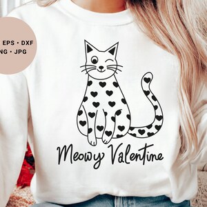 Meowy Valentine, Cat Valentine Svg, Valentines Day Svg, Hearts Svg, My Cat is my Valentine Svg, Cat with Hearts Svg, Funny Cat Valentine Svg