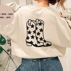 Cowgirl Boots Svg, Cowboy Boots Svg, Stars Svg, Cowgirl Bachelorette Svg, Western Svg-fil, Countrymusik Svg, Lets Go Girls Svg, Rodeo Svg bild 1