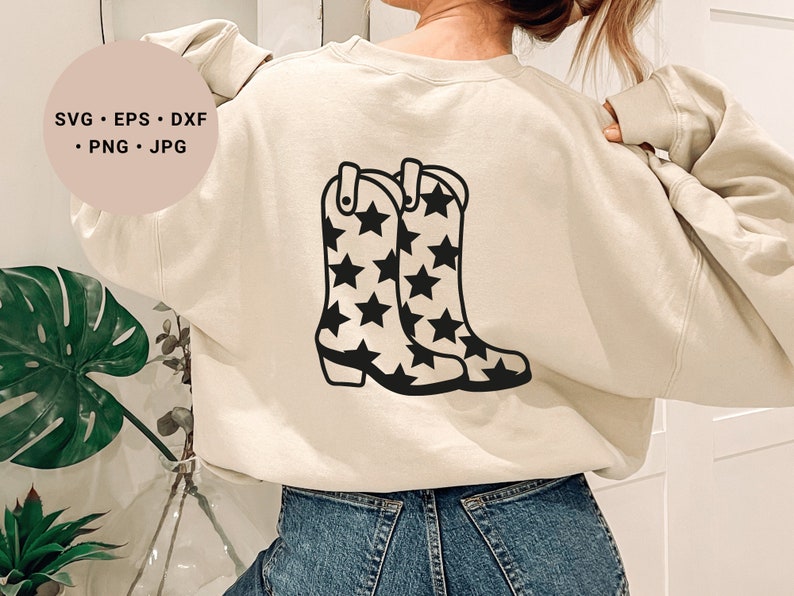 Cowgirl Boots Svg, Cowboy Boots Svg, Stars Svg, Cowgirl Bachelorette Svg, Western Svg-fil, Countrymusik Svg, Lets Go Girls Svg, Rodeo Svg bild 1
