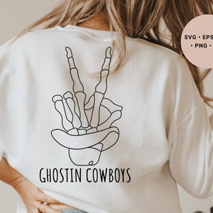 Skeleton Svg, Cowboy Hat Svg, Skull Hand Svg, Peace Hand Svg, Western Halloween Svg, Cowboys Svg, Western Halloween Party Svg, Cricut Svg