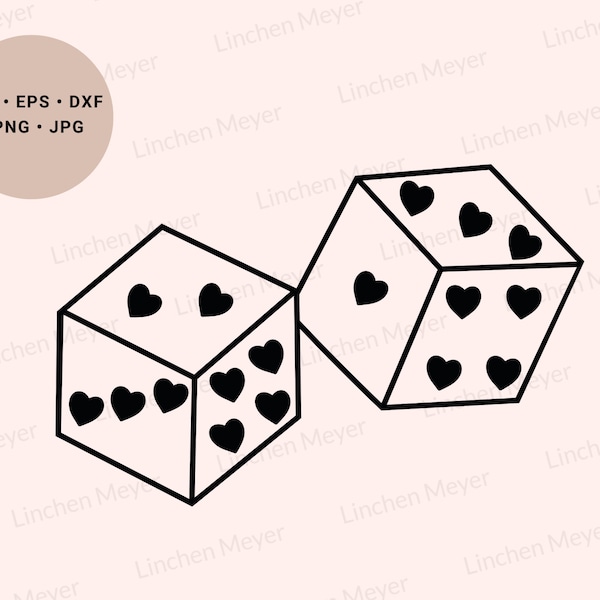 Dice Svg, Gaming Svg, Heart Svg, Valentine Svg, Love Svg, Two Dice Svg, Gamble, Heart Dice Svg, Dice of Hearts Svg, Valentine Shirt Svg, Png