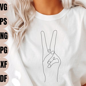 Vrede SVG, Lineart SVG, Peace Love SVG, Vredesteken Svg, Hand Svg clipart, PeaceSign Hand svg, Hippie Svg, feminisme svg, minimalistische svg